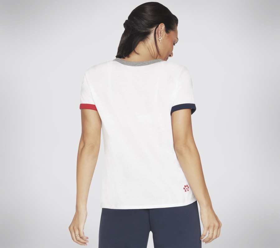 SKECHERS Bobs Flag Heart Ringer Tee White Tops