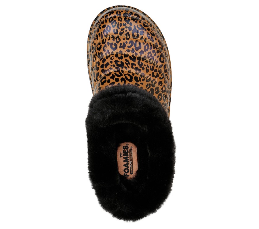 SKECHERS Foamies: Cozy Camper Lined - Snow Leopard Black / Multi Slippers