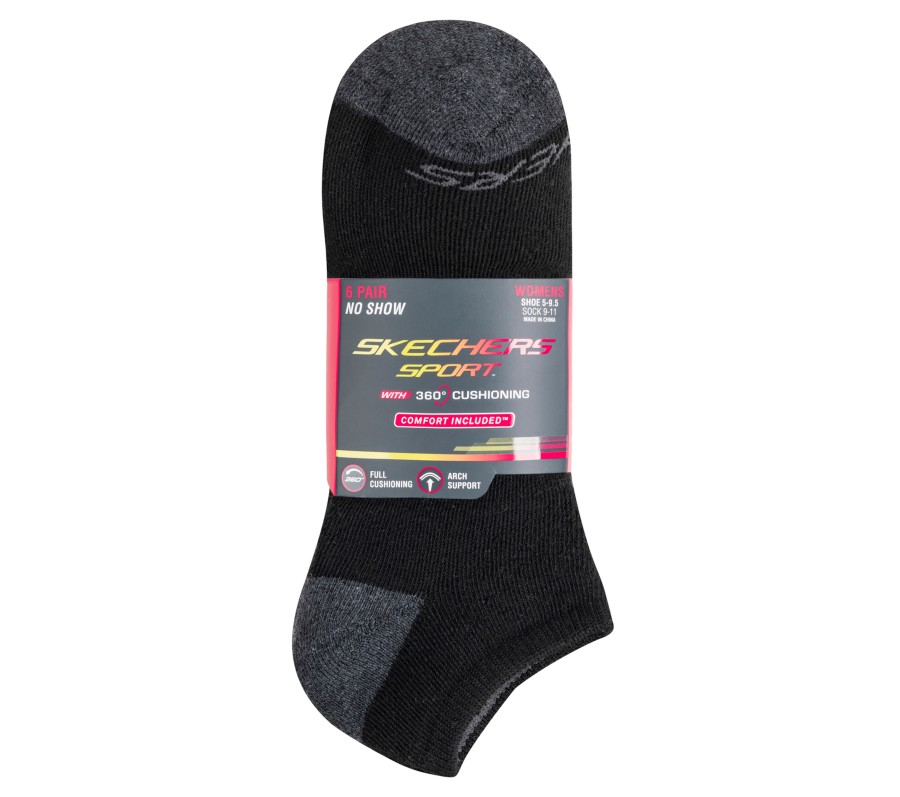 SKECHERS 6 Pack Low Cut Walking Socks Black Accessories