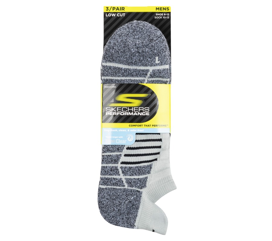 SKECHERS Low Cut Polynylon Performance Socks - 3 Pack Gray Accessories