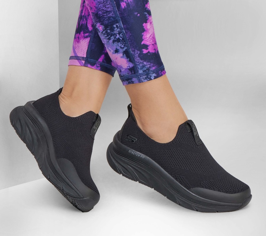 SKECHERS Relaxed Fit: D'Lux Walker - Quick Upgrade Black Slip-Ons