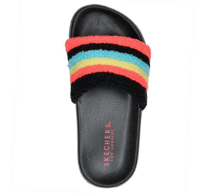 SKECHERS Sunny Slides - Stripe Brights Black / Multi Sandals