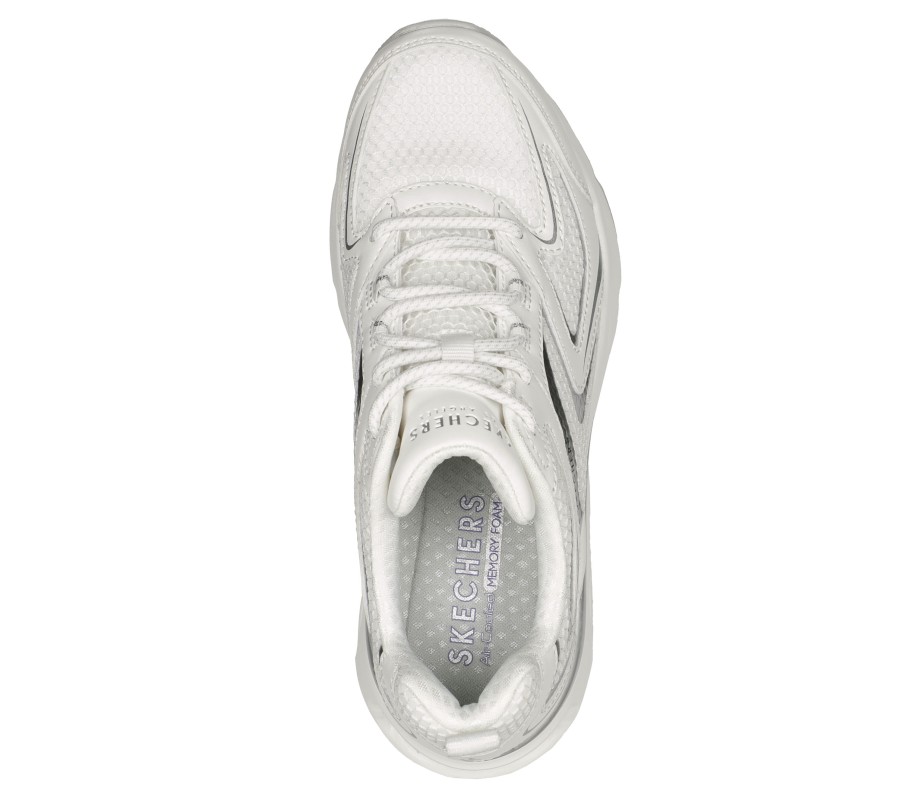 SKECHERS Tres-Air Uno - Vision-Airy White / Silver Lace Up