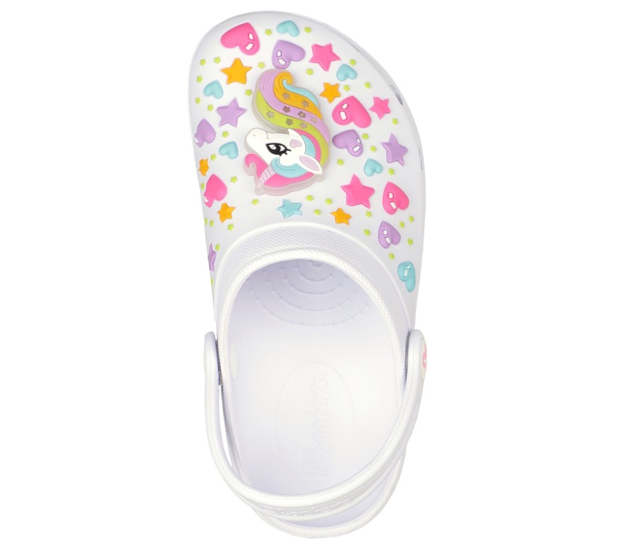 SKECHERS Foamies: Heart Charmer - Unicorn Delight White Slip-Ons