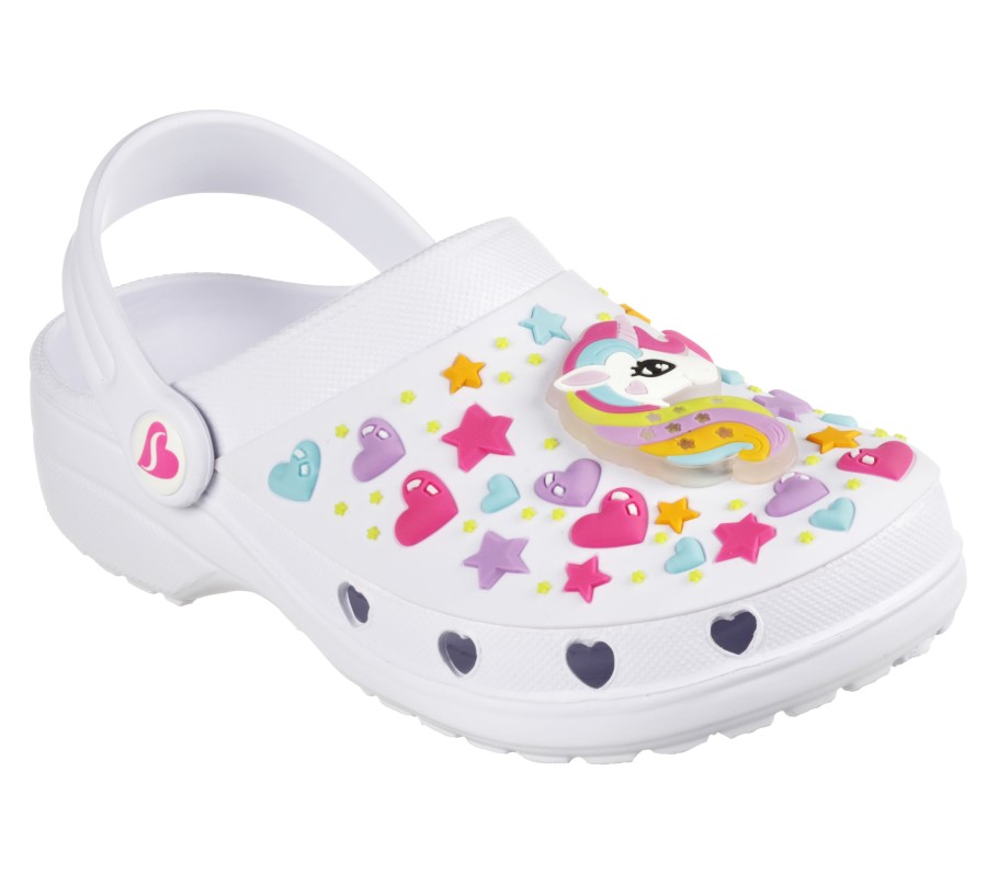 SKECHERS Foamies: Heart Charmer - Unicorn Delight White Slip-Ons