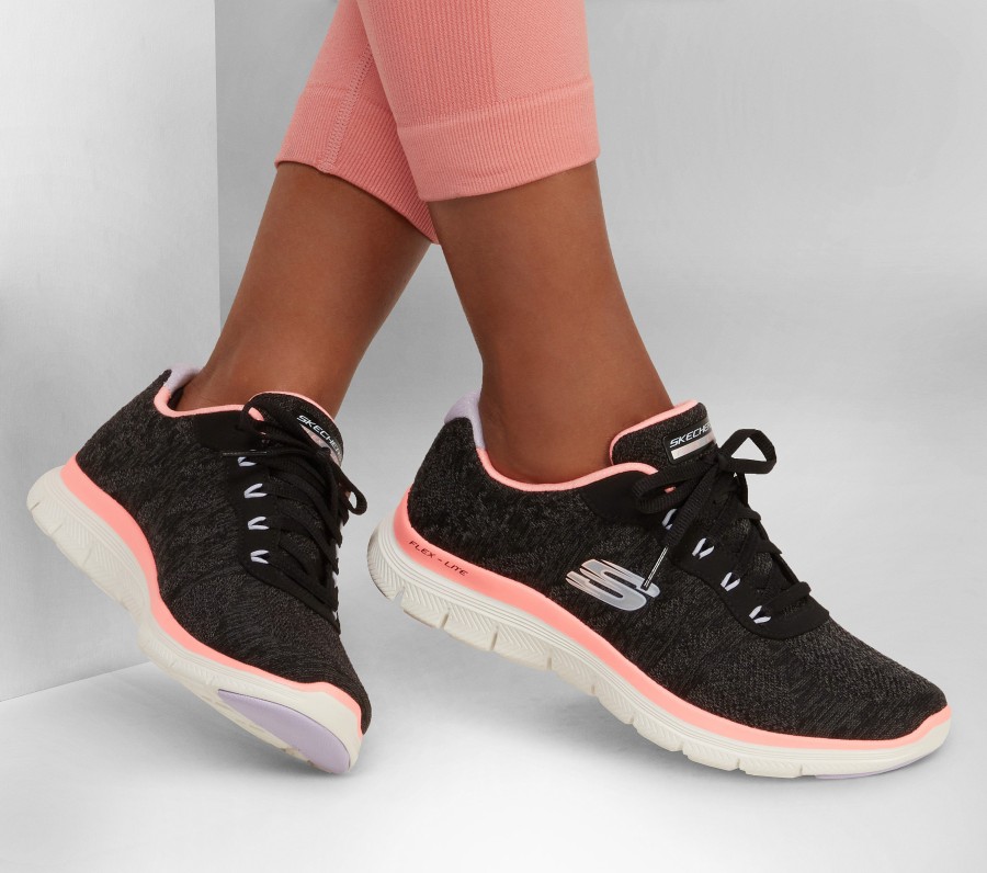 SKECHERS Flex Appeal 4.0 - Fresh Move Black / Coral Lace Up