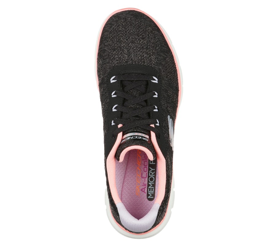 SKECHERS Flex Appeal 4.0 - Fresh Move Black / Coral Lace Up