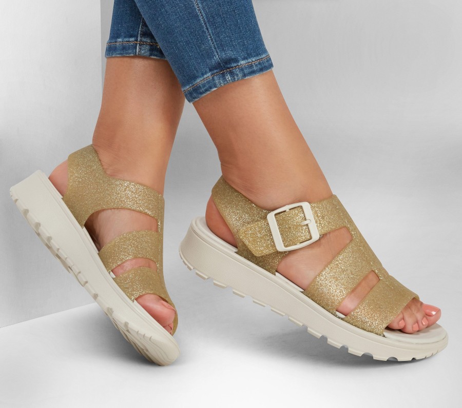 SKECHERS Foamies: Footsteps - Glitter'Fied Gold Sandals