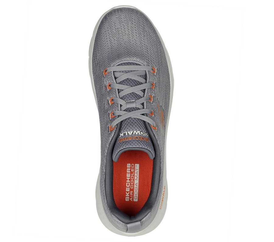 SKECHERS Skechers Go Walk Flex - Quota Gray / Orange Athletic Sneakers