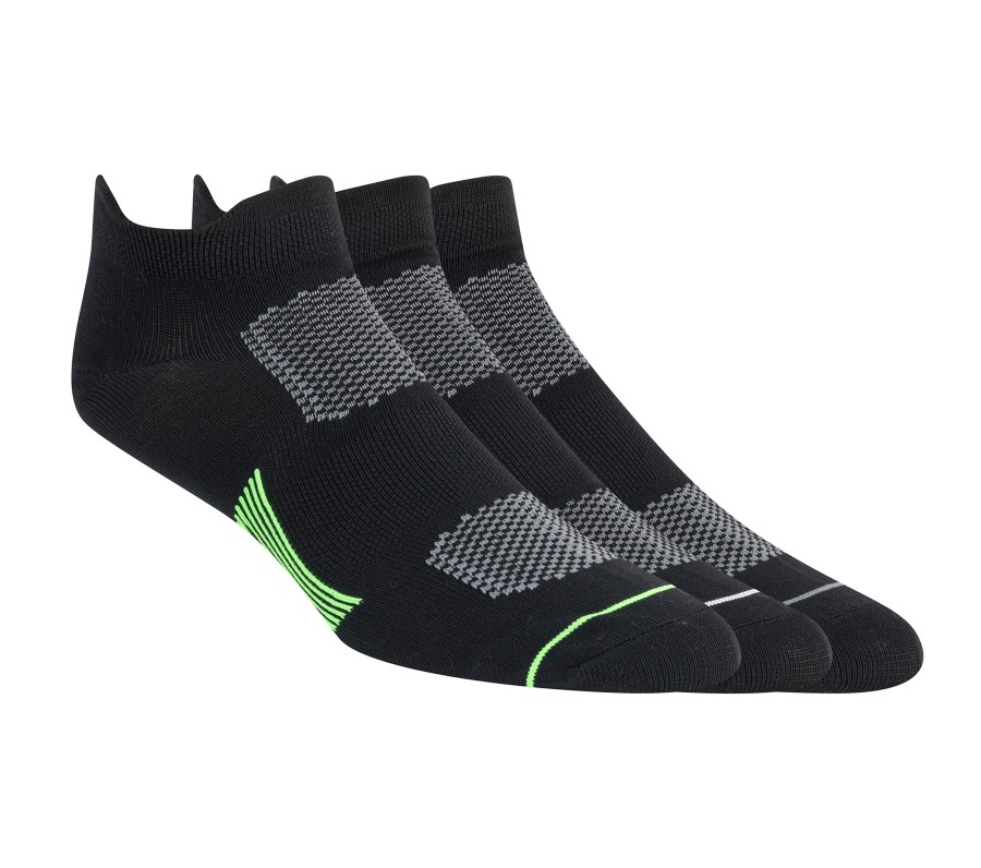 SKECHERS Low Cut Mesh Top Performance Socks - 3 Pack Black Accessories