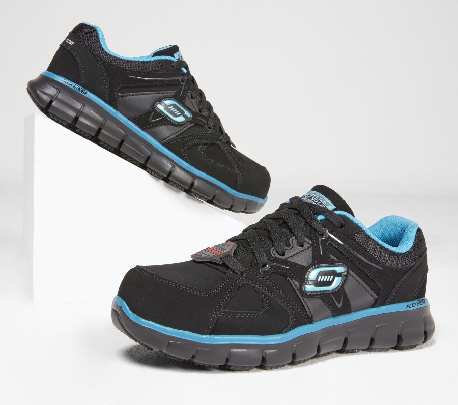 SKECHERS Work: Synergy - Sandlot Alloy Toe Black / Blue Work & Safety