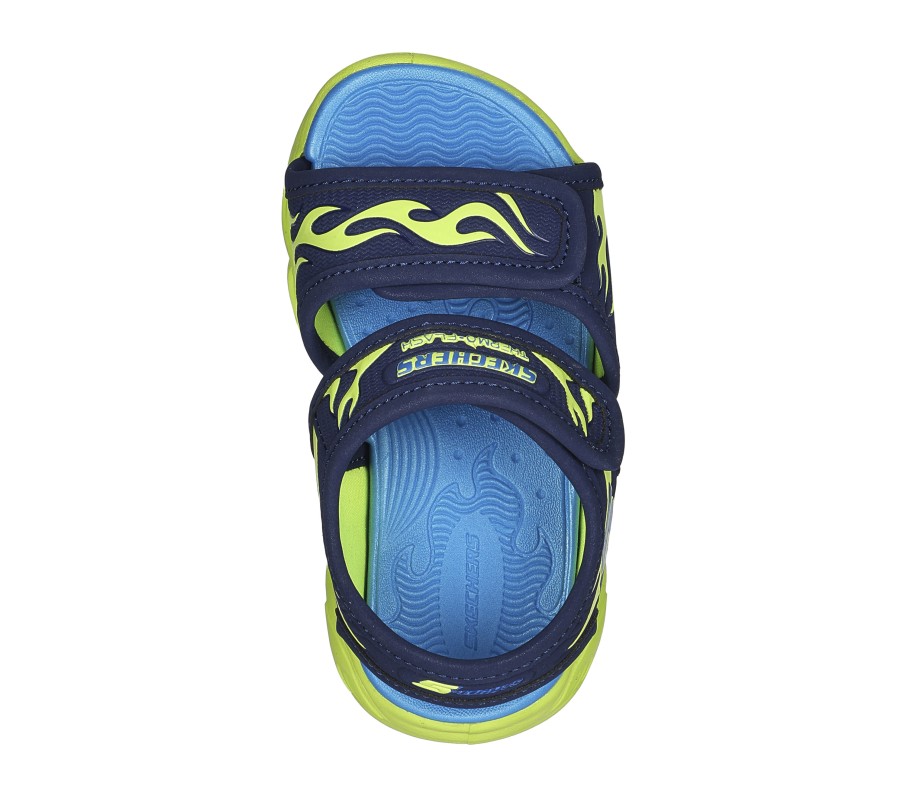 SKECHERS S-Lights: Thermo-Flash - Heat Tide Navy / Lime Sandals