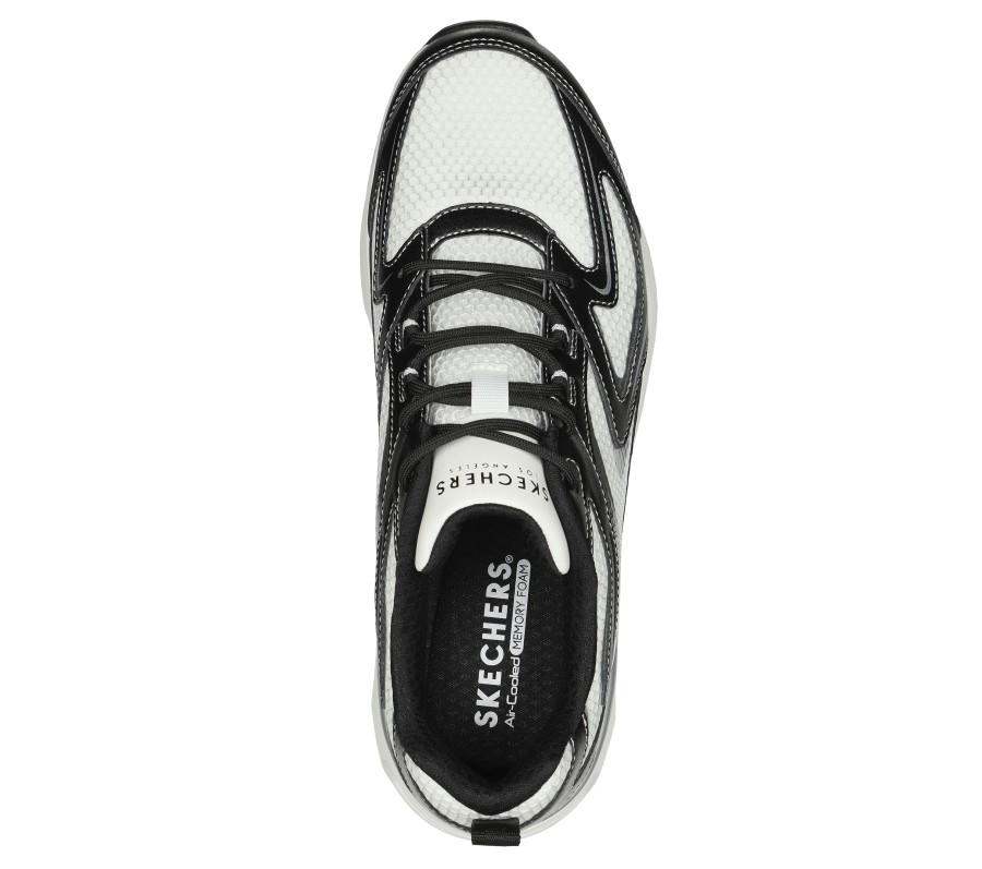 SKECHERS Tres-Air Uno - Vision-Airy White / Black Athletic Sneakers