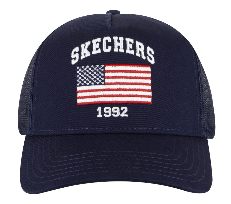 SKECHERS Skechers Accessories Usa Flag Trucker Hat Navy Accessories