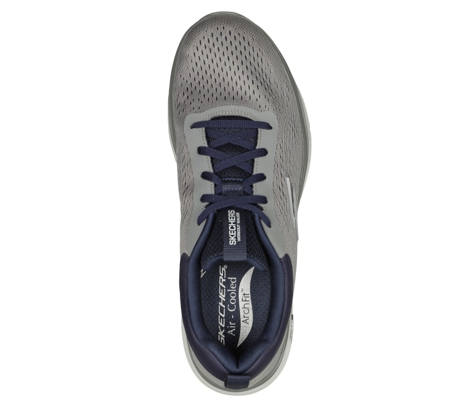 SKECHERS Go Walk Workout Walker - Outpace Gray / Navy Athletic Sneakers