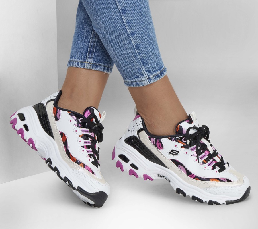 SKECHERS Dvf: D'Lites - Red Slip White / Black / Pink Lace Up