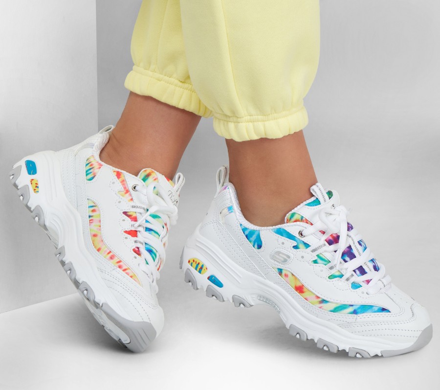 SKECHERS D'Lites - Summer Fiesta White / Multi Lace Up