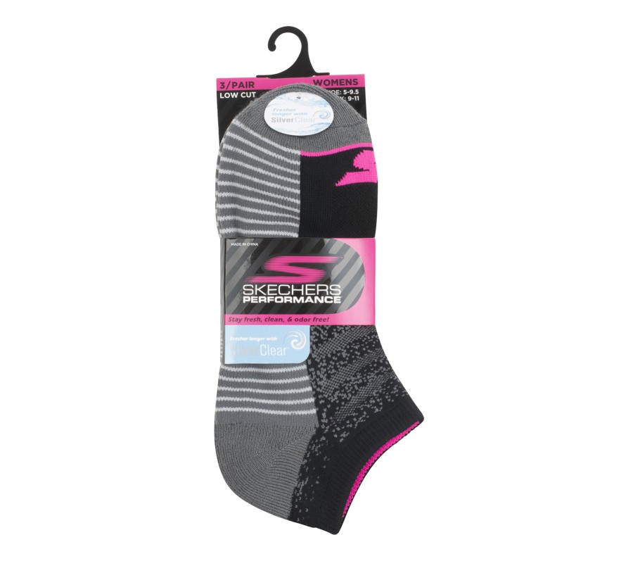 SKECHERS 3 Pack Low Cut Half Terry Socks Black Accessories