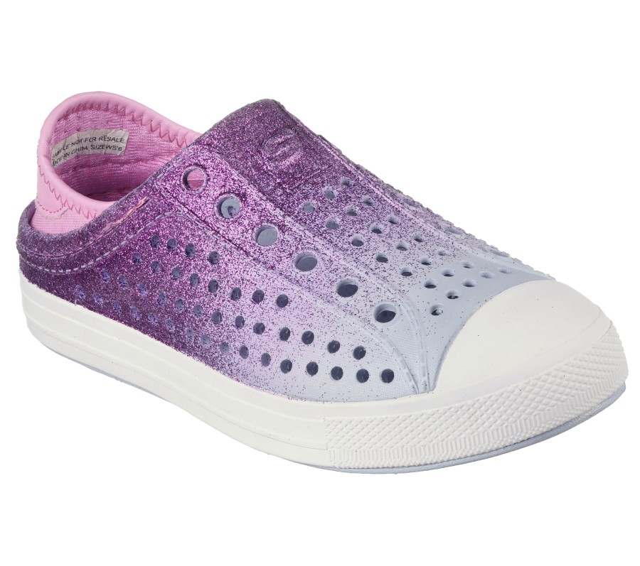 SKECHERS Foamies: Guzman Steps - Aqua Surge Light Blue / Pink Slip-Ons