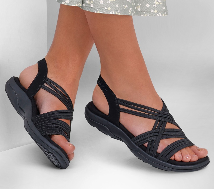 SKECHERS Reggae Slim - Simply Stretch Black Sandals