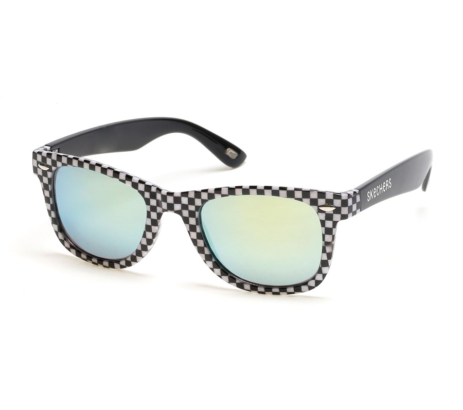 SKECHERS Checkered Wayfarer Sunglasses Black / White Accessories