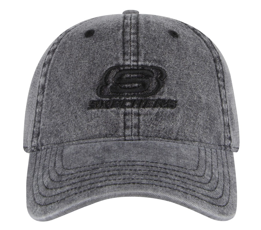 SKECHERS Denim Embroidered Hat Black Accessories