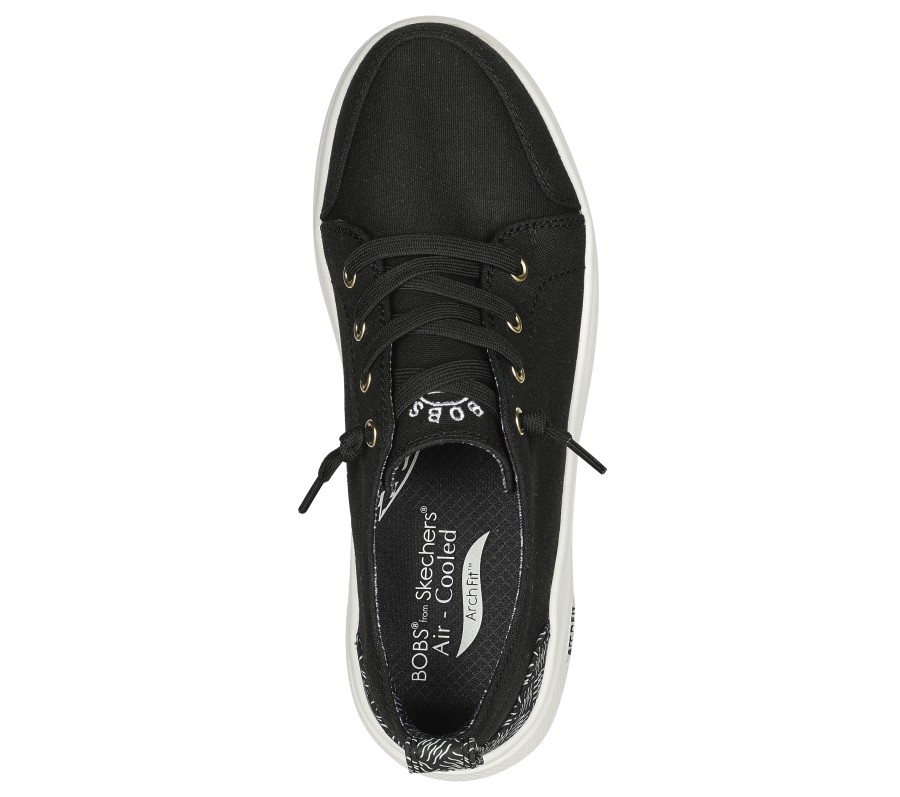 SKECHERS Bobs Arch Fit Skipper - Snazzy Spin Black Boat Shoes