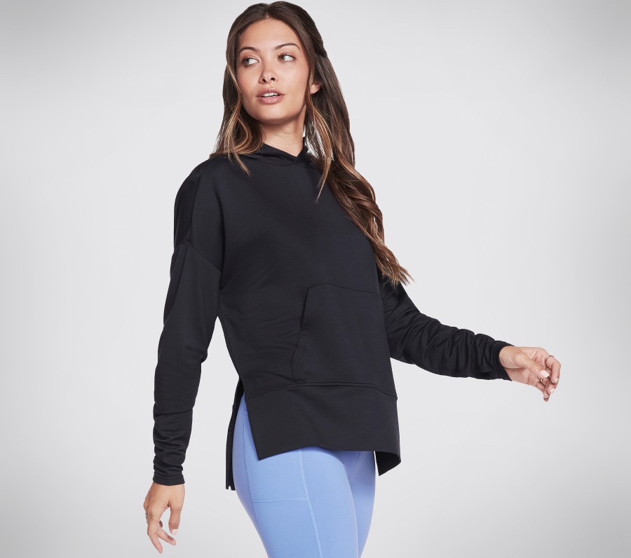 SKECHERS Skechluxe Restful Long Sleeve Hoodie Black Tops