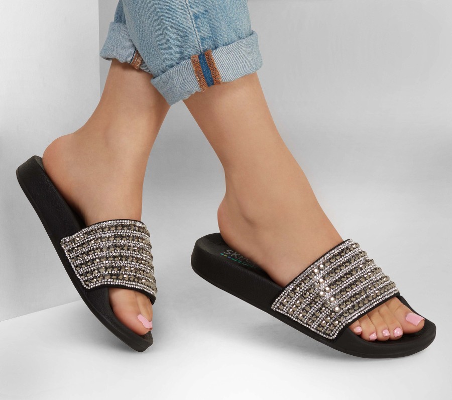 SKECHERS Pop Ups - Rocker Glam Black Sandals