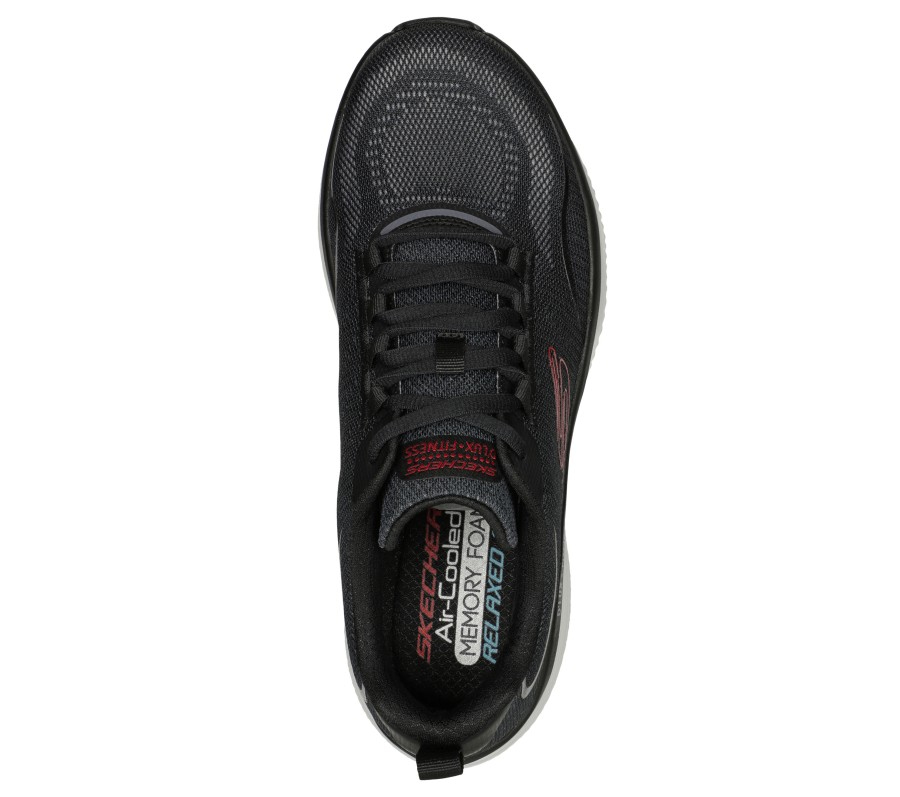 SKECHERS Relaxed Fit: D'Lux Fitness - Major Stride Black / Red Athletic Sneakers