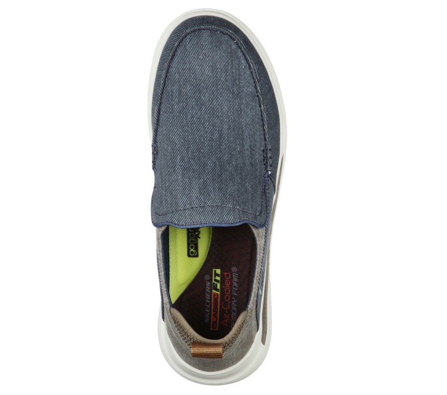 SKECHERS Proven - Evers Navy / Brown Slip-Ons