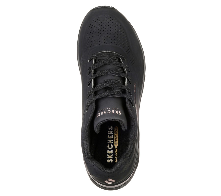 SKECHERS Uno - Stand On Air Black Wedges