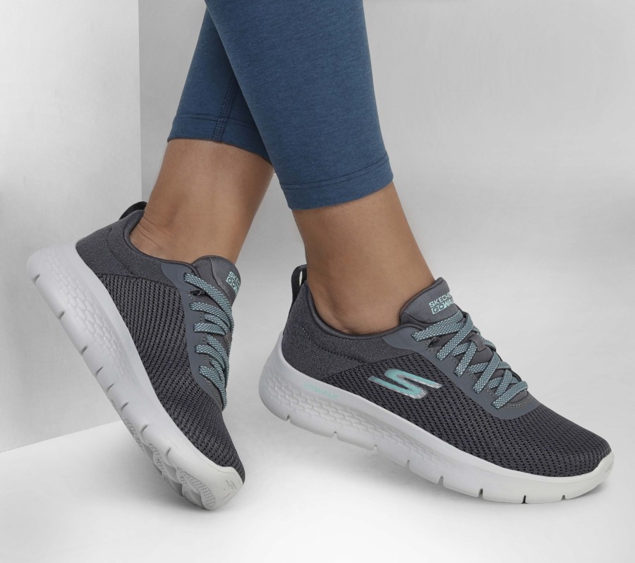 SKECHERS Skechers Go Walk Flex - Alani Charcoal / Turquoise Lace Up