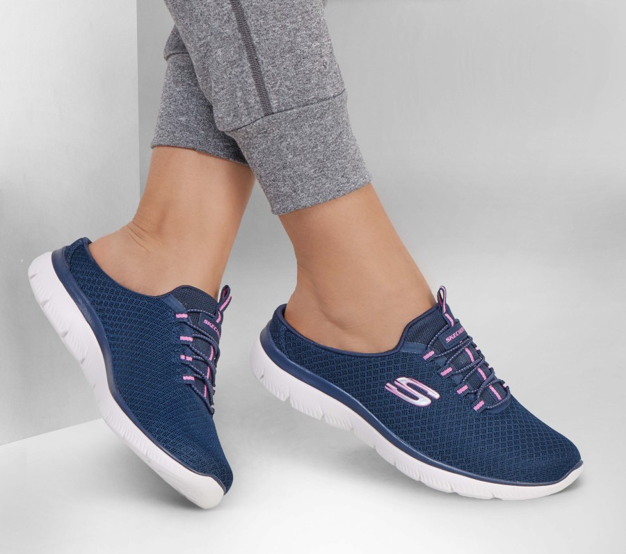 SKECHERS Summits - Swift Step Navy / Hot Pink Slip-Ons