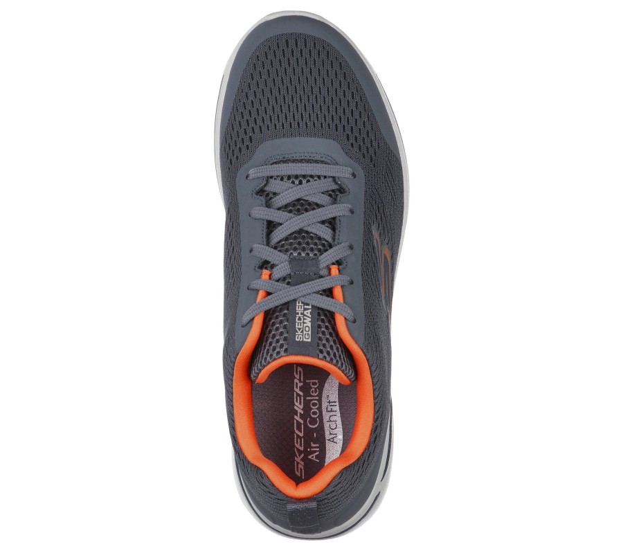 SKECHERS Skechers Gowalk Arch Fit - Idyllic Charcoal / Orange Athletic Sneakers