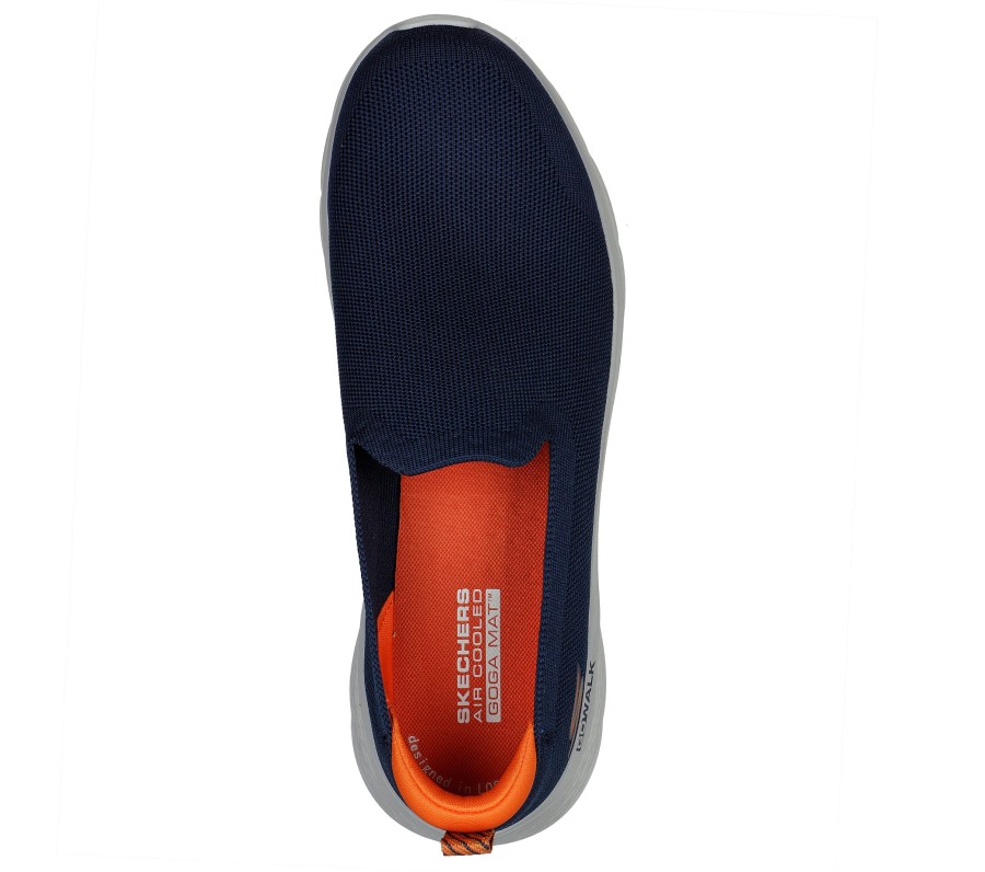 SKECHERS Go Walk Flex - Rightful Navy / Orange Slip-Ons