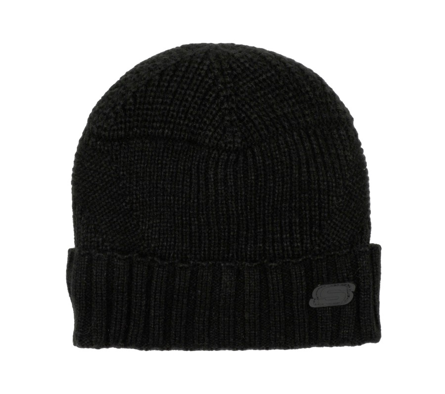 SKECHERS Mixed Rib Knit Beanie Black Accessories