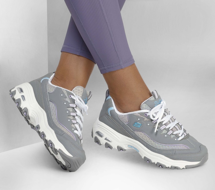 SKECHERS Skechers D'Lites - Glowing Path Gray / Multi Lace Up