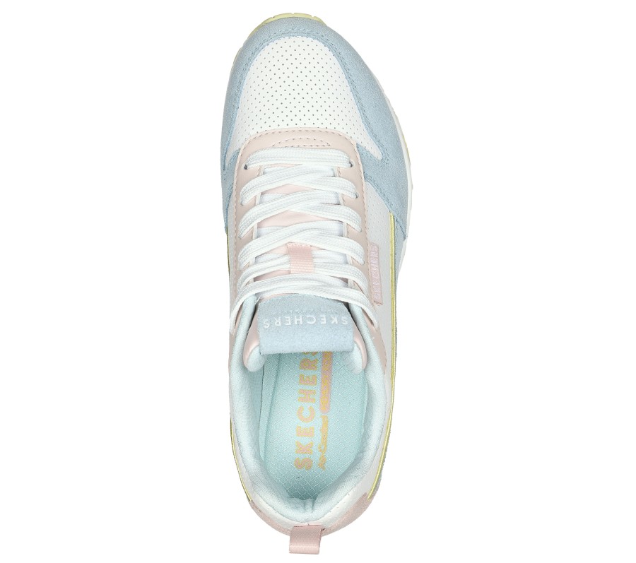 SKECHERS Uno - 2 Much Fun Light Blue / Pink Lace Up