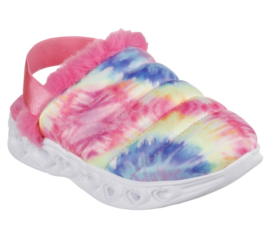 SKECHERS Heart Lights Sandal - Totally Groovy Pink / Multi Slip-Ons