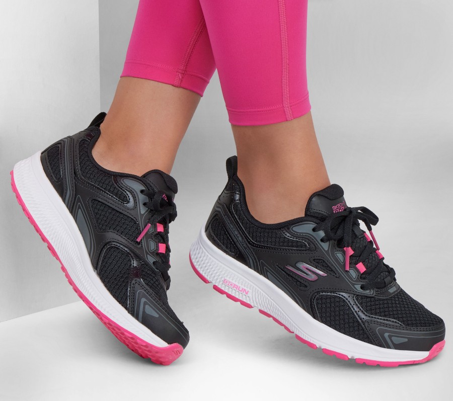 SKECHERS Skechers Go Run Consistent Black / Pink Lace Up