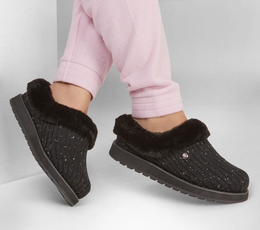 SKECHERS Bobs Keepsakes - Instant Flash Black Slippers