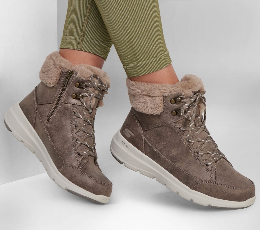 SKECHERS On-The-Go Glacial Ultra - Cozyly Dark Taupe Lace Up