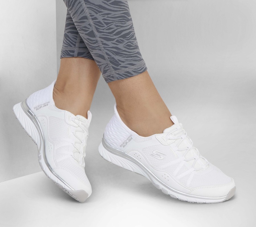 SKECHERS Skechers Slip-Ins: Gratis Sport - Awe Inspiring White / Silver Slip-Ons