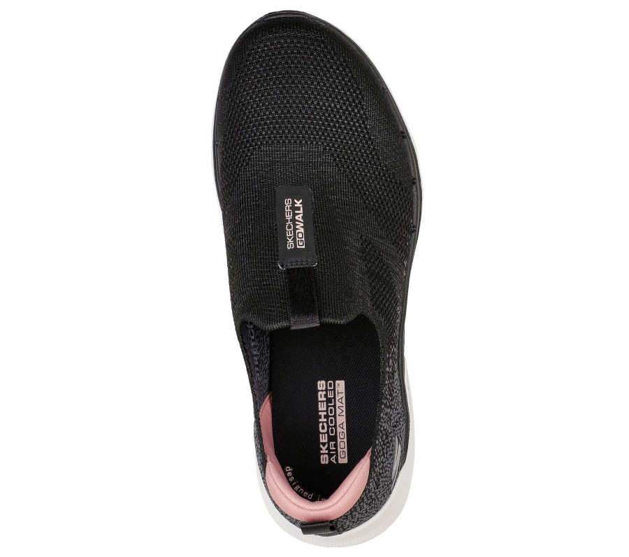 SKECHERS Skechers Gowalk 6 - Glimmering Black / Pink Slip-Ons