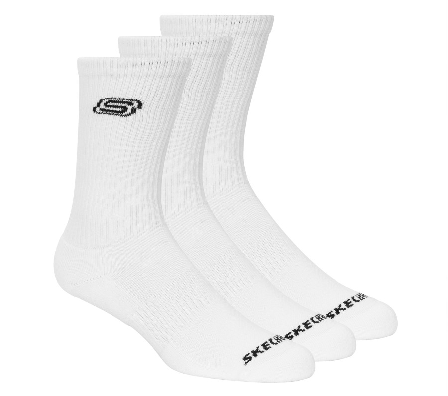 SKECHERS Solids Crew Socks - 3 Pack White Accessories