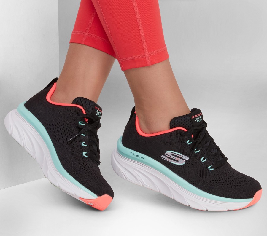 SKECHERS Relaxed Fit: D'Lux Walker - Fresh Finesse Black / Mint Lace Up