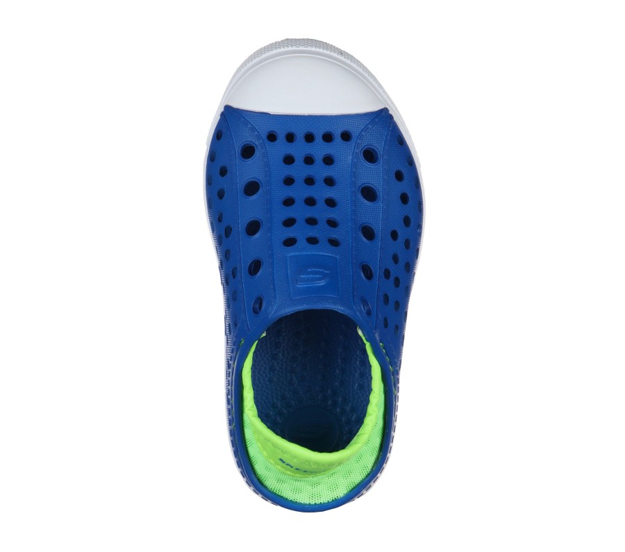 SKECHERS Foamies: Guzman Steps - Aqua Surge Blue / Lime Slip-Ons