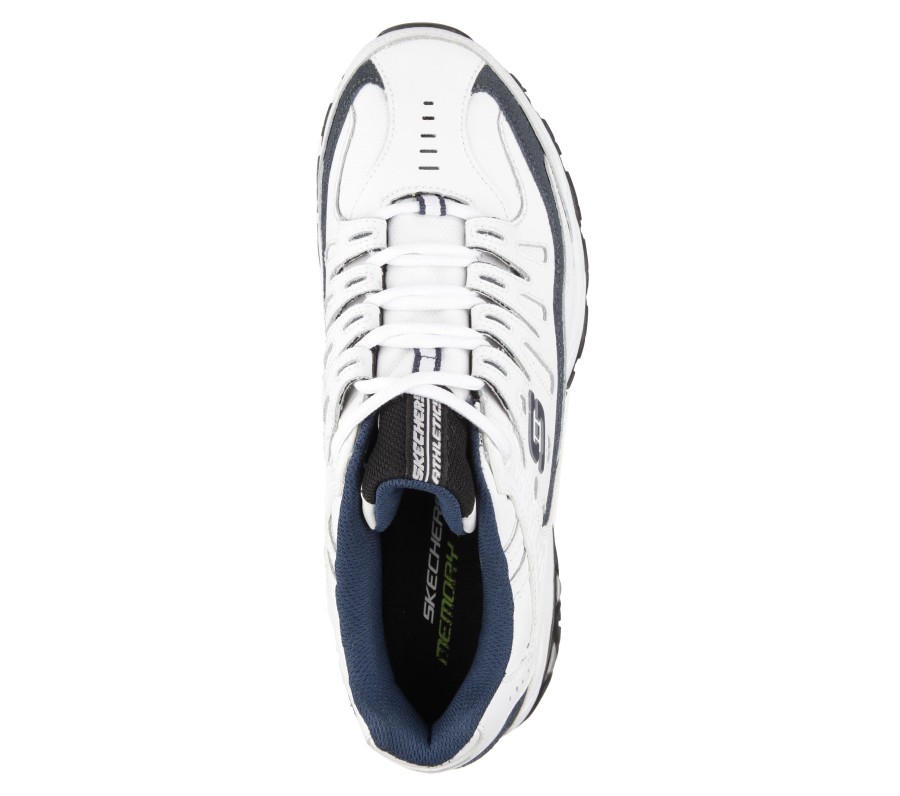 SKECHERS After Burn Memory Fit - Reprint White / Navy Athletic Sneakers