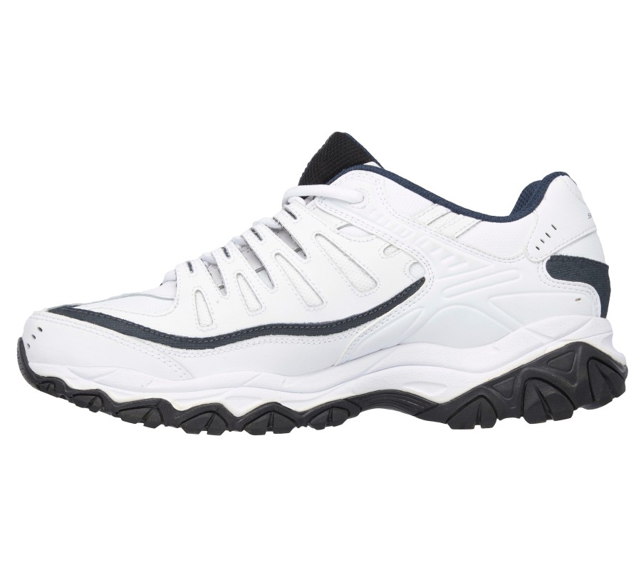 SKECHERS After Burn Memory Fit - Reprint White / Navy Athletic Sneakers